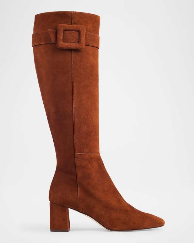 Carlotta Covered-Buckle Knee Boots